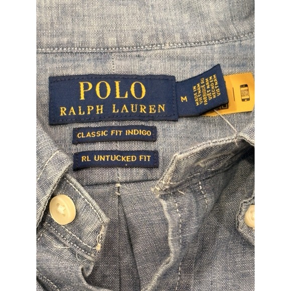 Polo Ralph Lauren Classic Fit Untucked Indigo Chambray Shirt Men's Medium $125 - Picture 7 of 16